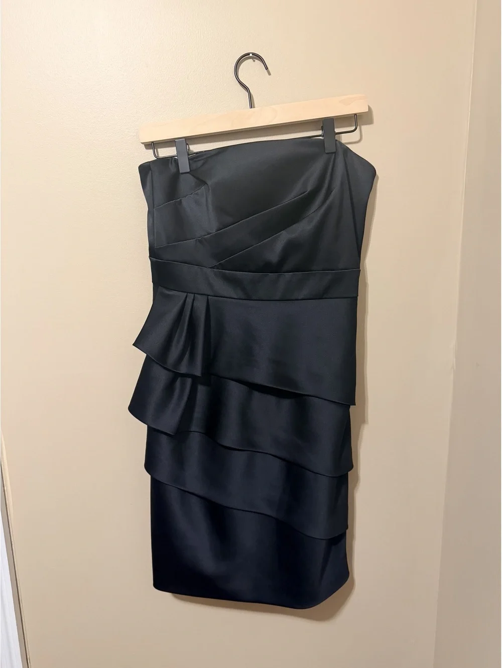 White House Black Market Black Strapless Tiered Dress Size 4